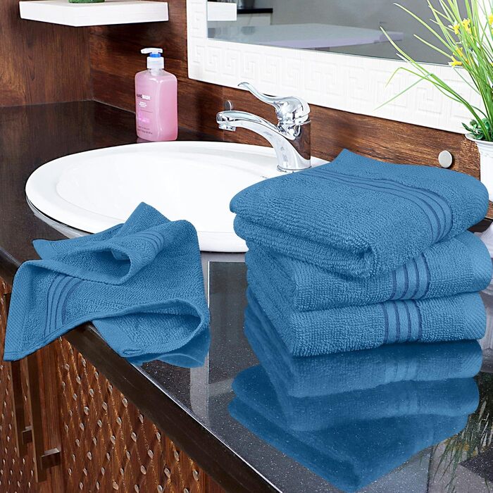 Набір м'яких махрових рушників для обличчя та тіла Utopia Towels, 100% бавовна, 30x30 см, сіро-блакитний, 12 шт.