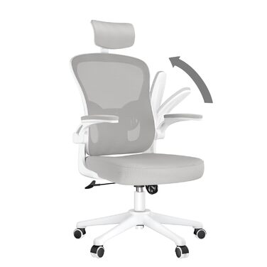 Офісний крісло Rattantree: ергономічне, з регульованою підголівником, підлокітниками та підтримкою попереку, регулювання висоти, дихаюча спинка, сіре