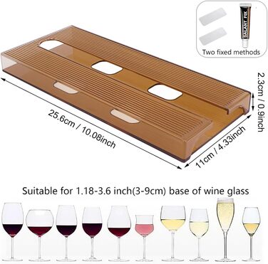 Тримачі для келихів вина SAMSYOKI (4 шт.) - настінне кріплення без свердління, для кухні, бару, ресторану (колір: коричневий)