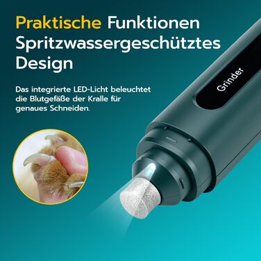 Електричний точило для кігтів домашніх тварин Mcbazel для котів та собак, тихий точило для собак з LED-підсвіткою, регульований з 5 швидкостями, точило для кігтів, алмазний шліфувальний диск