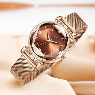 Жіночий годинник CIVO: водостійкий, мінімалістичний, кварцовий, кварцовий годинник для жінок (Y-3 рожеве золото)