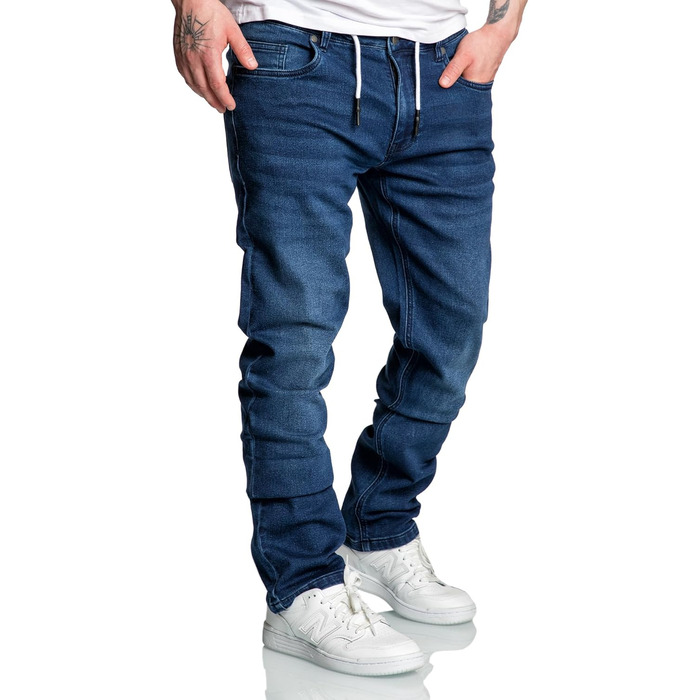 Чоловічі спортивні штани Amaci&Sons з еластичного деніму, темно-сині 7031 (36W), джоггери на зав'язках