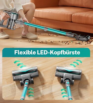 Акумуляторний пилосос 25000Pa, 175W, 50хв, бездротовий, з антизаплутувальною насадкою, самостійно стоячий, легкий, для килимів, твердих підлог, шерсті тварин (Цянь)