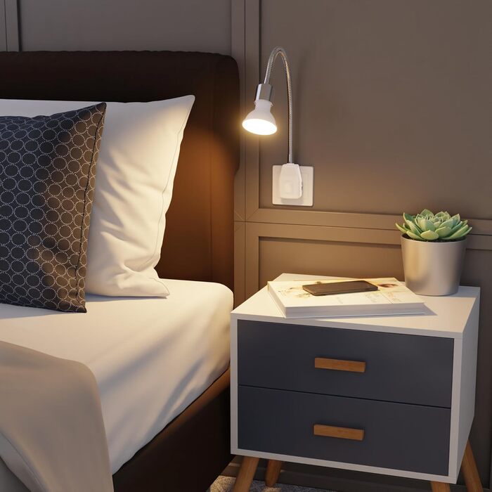 Світлодіодна настільна лампа LESCH з гнучкою ніжкою (хром/чорний), 2 шт. GU10 LED (тепле біле світло, 7.6W, 1103lm, кут 33°)