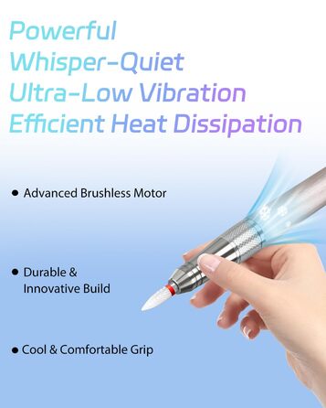 Професійний фрезер для нігтів ENGERWALL M95G: 40000 об/хв, акумулятор 24 год, бездротовий, з LCD, для гелю та акрилу