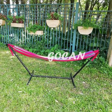 Гамак GOCAN XXL для двох осіб 220x160 см, червоно-райдужний, бавовняний, для саду, балкону, дітей, витримує до 300 кг