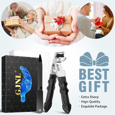 Кусачки для нігтів для літніх людей з товстими нігтями, кутовий наголовок, широкі кусачки для великих пальців ніг, широке захплення, кусачки для товстих пальців ніг, гострі кусачки для чоловіків/жінок (чорні кусачки для нігтів)