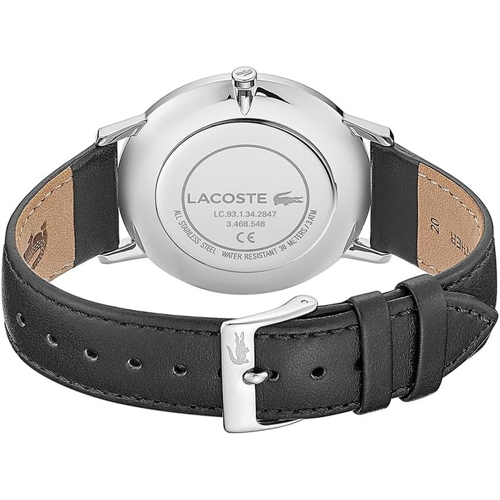 Годинник чоловічий Lacoste Moon Collection кварцовий з чорним шкіряним ремінцем 2011016