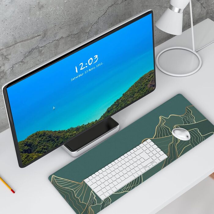 Килимок для миші HAUTOCO Gaming XXL 800x300 мм, чорний, з абстрактним дизайном гори, антиковзаюча гума, для комп'ютера