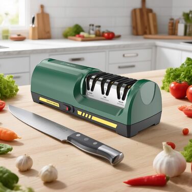 Електричний точило для ножів 3 ступені алмазних шліфрісків, 15° прецизійна кутова направляюча, для заточування та полірування сталевих та керамічних кухонних ножів, 120/600/1000 гріт