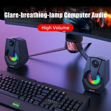 Комп'ютерні колонки Smalody з RGB підсвічуванням, 2-в-1 Bluetooth Soundbar, стерео звук для ПК (9015, чорний)