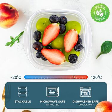 Контейнери для їжі EFISH 20 шт. з кришкою, прямокутні, пластикові, 500 мл, для школи, роботи, подорожей