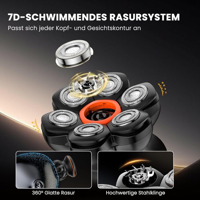 MAXGROOM Голєва машина для чоловіків, 7D Голєва головка, водонепроникна IPX6, плаваюча головка, LED-дисплей, для подорожей та дому, USB-C зарядка, чорний