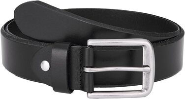 Чоловічий шкіряний ремінь: класичний джинсовий ремінь для чоловіків з подарунковою коробкою. Чорний колір, розмір L (32W-35W, 105 см)