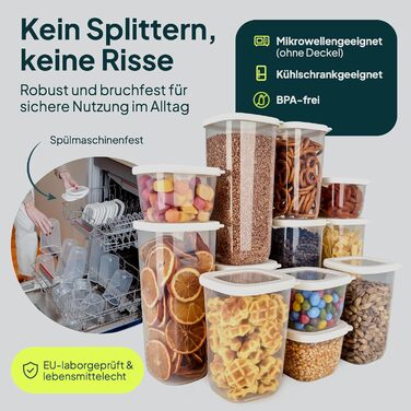 Набори контейнерів для зберігання Uandu з кришкою, 12 шт. | Контейнери для кухні, організація зберігання | Без BPA | Організатор для кухні | Для сухих продуктів