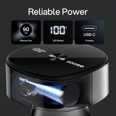 Електрична машинка для гоління голови Yoose Herren IPX7, 5 бритвених головок, USB-C, чорна
