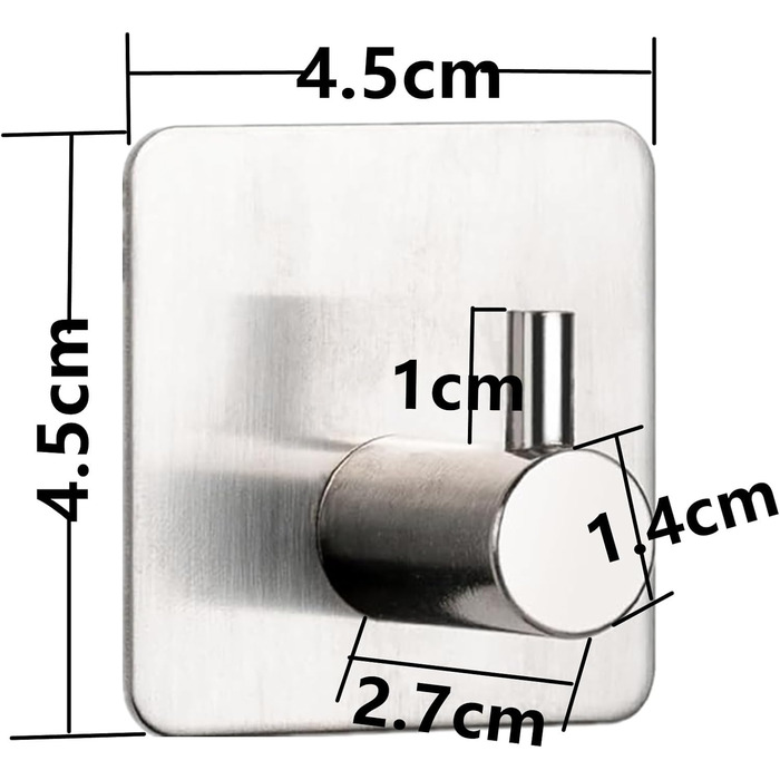 Набір гачків для рушників 6 шт. самоклеючі, з нержавіючої сталі, без свердління, для ванної, туалету, кухні, офісу (сріблясті)