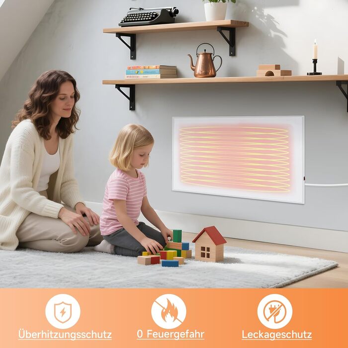 Інфрачервовий обігрівач Mursche 290W - електричний настінний обігрівач з захистом від перегріву для ванної кімнати