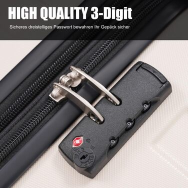 Набір валіз Merax 5-ти частинний (M-L-XL) з ABS, TSA-замком, розширення L-XL, + сумка та косметичка (Бежевий + Чорний)