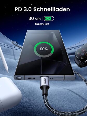 Кабель USB-C на USB-C UGREEN 60W PD 3.0, 1.0 м (1 м), сумісний з iPhone, Galaxy, MacBook, iPad, Pixel