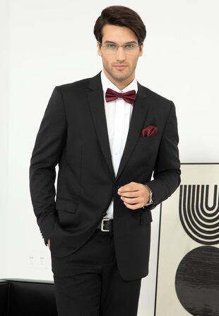 Метелик HISDERN для чоловіків з кишеньковим хустинкою, однотонний, регульований, для смокінгу, весілля, вечірки, колір бордовий