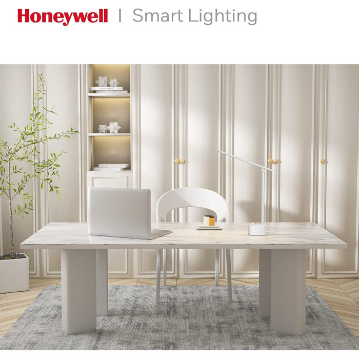 LED настільна лампа Honeywell з USB-портами, регульоване освітлення, захист очей, Sunturalux™ для офісу та дому, складна конструкція, білий колір