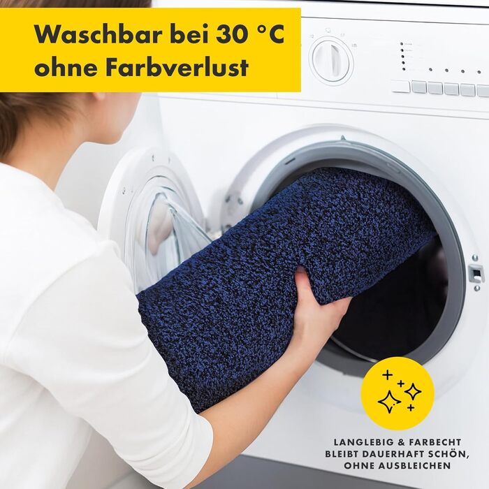 Килимок для взуття Floordirekt антиковзний 50x80 см темно-синій, машинне прання, для дому та коридору, для собак та домашніх тварин