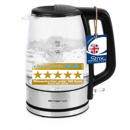 Електричний чайник EMERIO з об'ємом 1.7 л, синя LED-підсвітка, 360° підставка, скло Borosilikat, без BPA | WK-119988.7