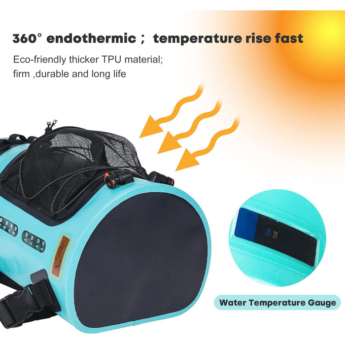 WILD HEAT Camping Shower 12L Portable Shower for Camping with Foot Pump and Shower Bag Backpack for Camping (22L, Turquoise)