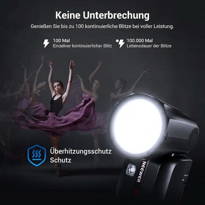 NEEWER Z2PRO-C: Світловий спалашок Speedlite з TTL, сумісний з Canon та Godox, 76Ws, 1/8000s HSS, 3000mAh