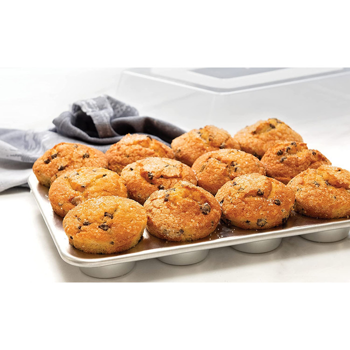 Nordic Ware Muffin Tin with High Sides, 12 Cups, Natural Color