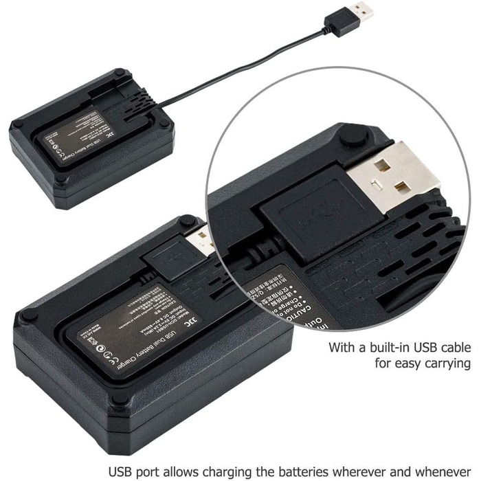 Зарядний пристрій JJC USB для акумуляторів Fujifilm X-T30, X-E5, X100VI, X100V та інших моделей (NP-W126/NP-W126s)