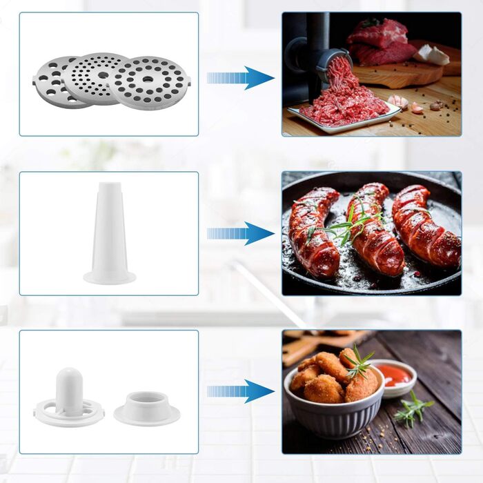 Meykey Electric Meat Grinder - 2000W 3-in-1 Meat & Sausage Maker with Stainless Steel & Reverse Function