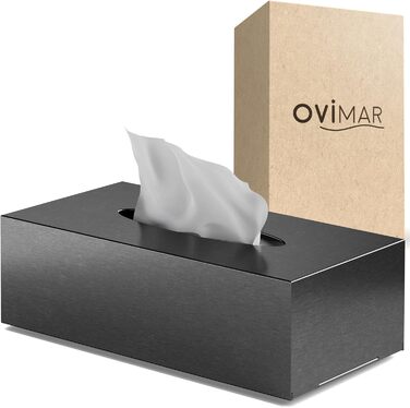 Диспенсер для косметичних серветок ovimar з нержавіючої сталі Gunmetal, настільний або настінний, для ванної, кухні чи столу