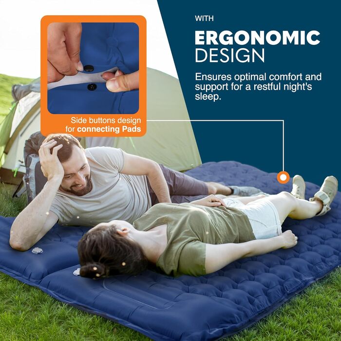 Односпальний килимок для кемпінгу Voyager Single Ultraleicht: самонадувний, компактний, з сумкою. Довговічний нейлон 40D + TPU, для кемпінгу, походів, рюкзаків.