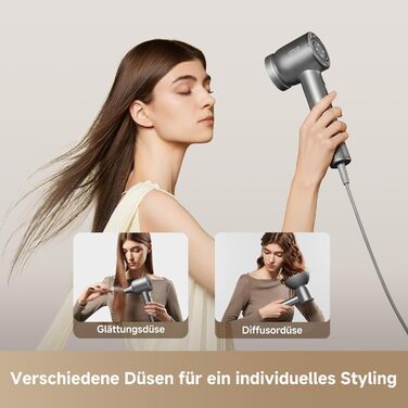 Фен DREAME Hair Glory Mix: потужний, легкий, з іонізацією та 3 насадками, 110 000 обертів/хв, чорний