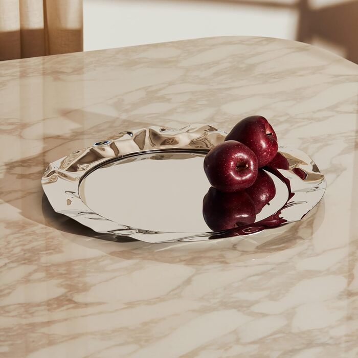 Alessi 90039 Round Tray, Stainless Steel, Silver, 7 x 44.5 x 14.5 cm, Units, 1.0
