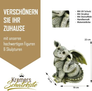 Kremers Treasure Chest Garden Figure Dragon Child Scratching Its Ear, Dragon Gargoyle Figure Garden