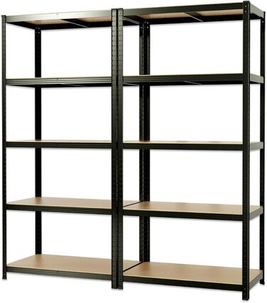 OfficeMarshal Heavy-Duty Shelving Unit - Black (150 x 75 x 30 cm)