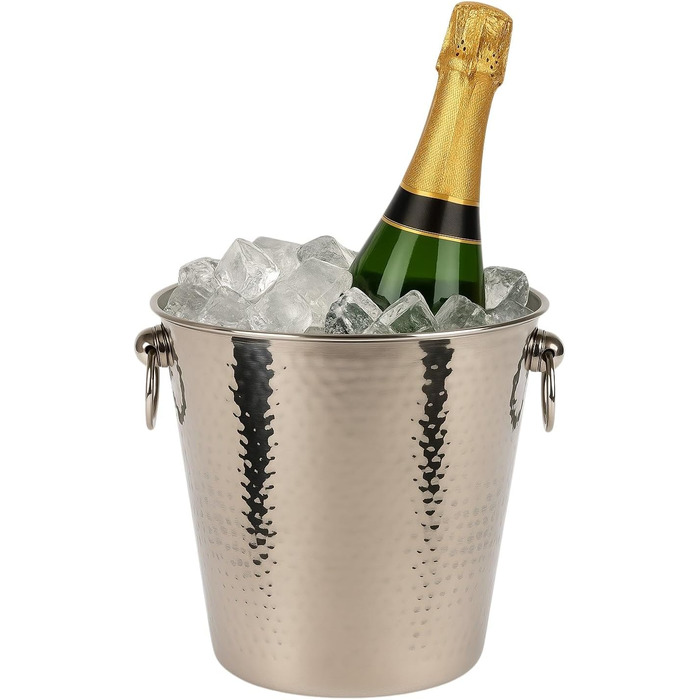 Охолоджувач для шампанського та вина з нержавіючої сталі Bambelaa, великий емальований еimer, срібний (діаметр 20 см)