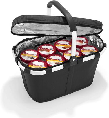 reisenthel Carrybag Iso in Black – Stable shopping bag with cooling function – Elegant and water-repellent design with a lockable lid