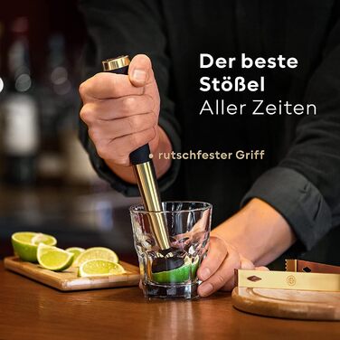 Набір бармена Boston Shaker Set BarDeluxe® 5 предметів: шейкер, аксесуари, рецепти, сумка (золото)