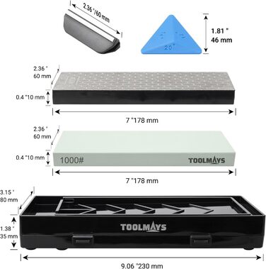 Набір для заточування ножів Schleifstein: зернистість 400/1000, підставка з бамбука, кутовий упор, двосторонній камінь, заточувальний камінь (діамантова зернистість 400/1200 з 1000#)