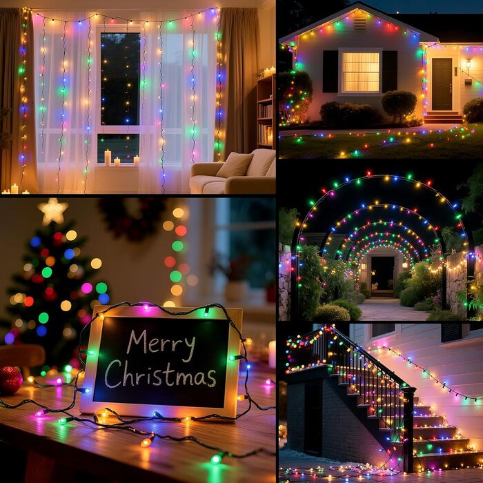 LED гірлянда на ялинку: 250 LED, тепле біле світло, 15м, IP44, 8 режимів, таймер, для дому та саду