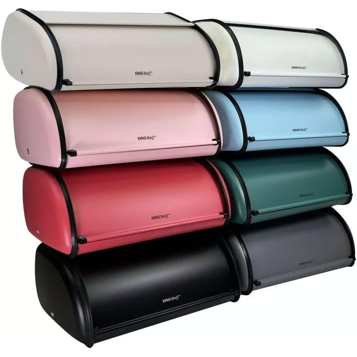 KING HOFF Контейнер для хліба та продуктів, сталевий, чорний (Beige Klein)