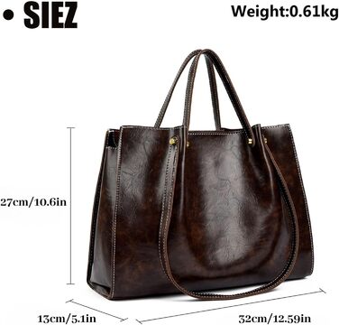 Сумка жіноча велика елегантна через плече PU шкіра Shopper Bag для роботи, школи, офісу, повсякденна, кавового кольору