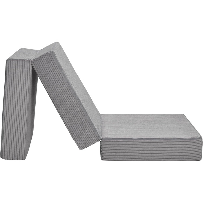 Badenia Trendline Foldable Guest Mattress with Durable Microfiber Cover, Öko-Tex Certified, 196 x 65 x 8.5 cm Sleeping Area, produced according to German quality standards. Height 8.5 cm (Light Gray - Cord, Height 15.5 cm)