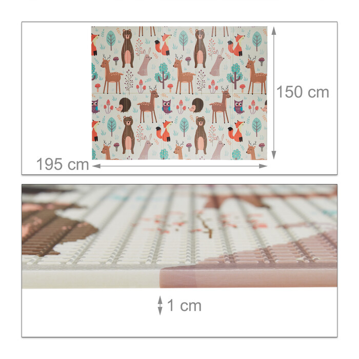 Relaxdays Foldable Play Mat with Forest Animals