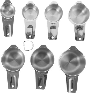 Amosfun 3-Piece Measuring Spoon Set Baking Utensils Adjustable Bowl Holder Clip Shot Glass Measuring Cup Spice Measuring Spoon Cooking Spoon Teacup Measuring Cup Measuring Cup for Measuring Stainless Steel Silver