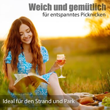 Плед для пікніка BigDean 200x200 см водонепроникний, клітинка блакитна - великий плед для пляжу, саду, парку